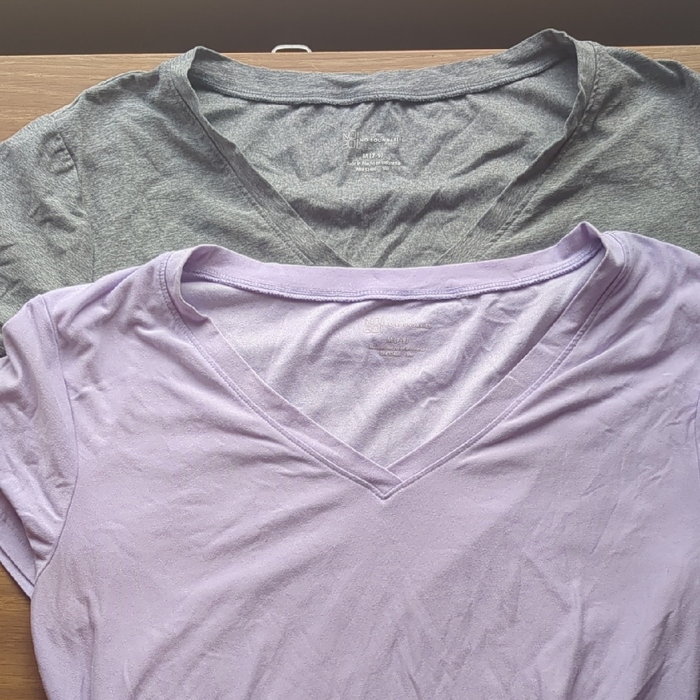 No Boundaries Gray and Lavender Short Sleeve Tees